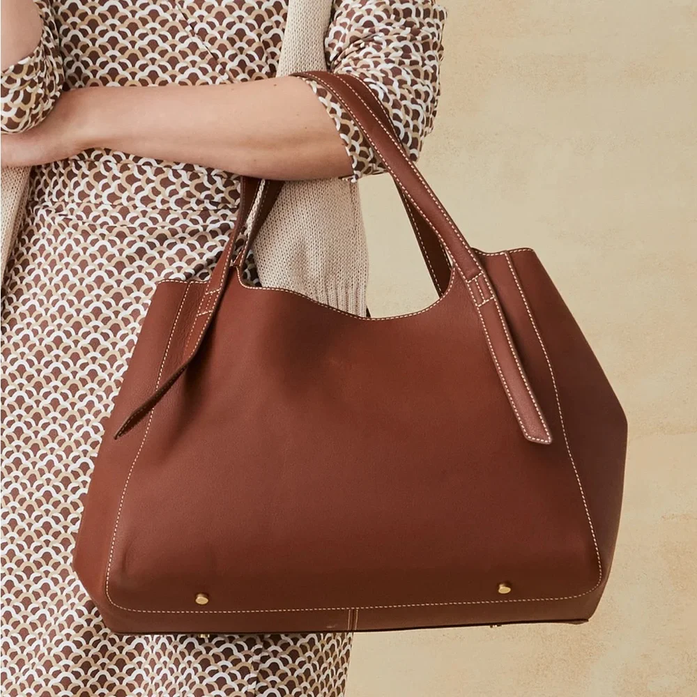 Jmaclaughing Lane Leather Tote | Elegant Brown Leather Tote Bag